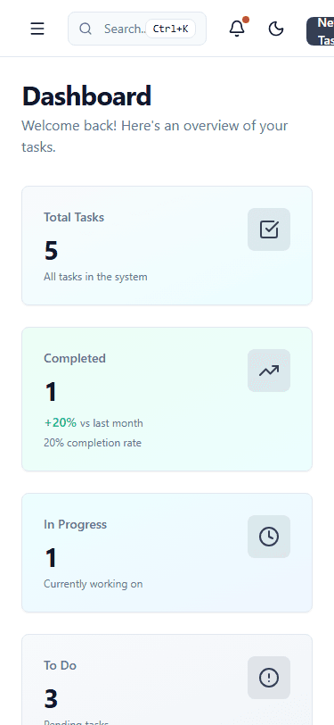 Screenshot mobile de TaskFlow